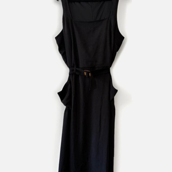 Nina Leonard Women’s Sleeveless Belted Dress Black 2X Pockets Plus Size - Picture 2 of 9